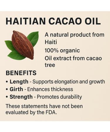 Haitian Gr s Cacao Oil 100% Pure & Organic Cold-Pressed Extract Deeply Moisturizing Body & Massage Oil Rich in Antioxidants & Vitamins Chocolate Aroma  - Buy Online on GoSupps.com
