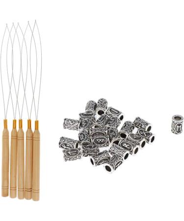 24 Viking Rune Pearls & 5 Hair Extension Needles - DIY Jewelry for Necklaces & Beards - Buy Online on GoSupps.com