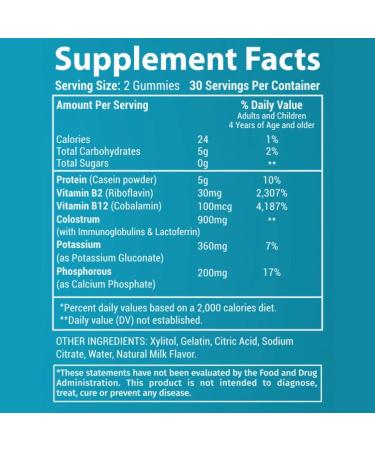 Colostrum supplement | 3-in-1 Bovine Colostrum Proteins Minerals for women and kids for strong bones & immunity| Grass Fed Milk Protein Immunoglobulins Vitamin B Complex | Sugar Free Gummies 60 ct - Buy Online on GoSupps.com