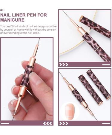 minkissy Nail Polish Acrylic Nail Art Brush Nail Art Liner Pen Double-end Nail Liner Pen Nail Drawing Liner Brush Nail Liner Pen for Drawing Nail Art Pen Leopard Print Metal Line Pen - Buy Online on GoSupps.com