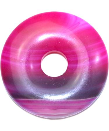 Steinfixx Premium Chain with Pink Ochate Gemstone Donut 30mm | Heilstein Chakra Stone | Silver Spiral & Suede Band - Shop Now! - Buy Online on GoSupps.com