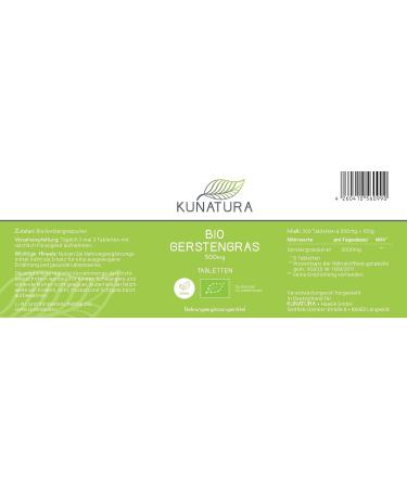 Buy Kunatura Organic Barley Grass Tablets - 300 High-Dose 500mg - Made in Germany - 100% Pure - International Shipping Available - Buy Online on GoSupps.com