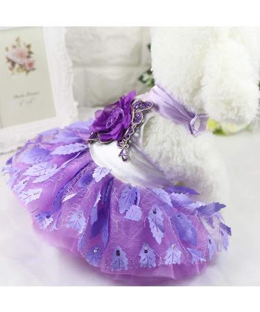 Yekeyi Spring Summer Princess Pet Dress for Rabbits Dogs & Cats - Cute Bunny Tutu Costumes & Clothing with Violet Leaves - Buy Online on GoSupps.com
