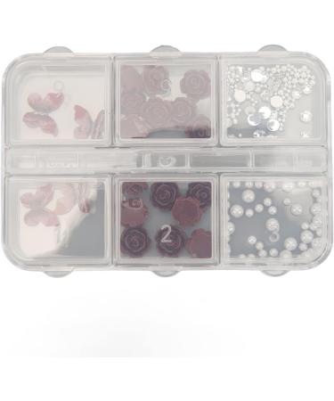 Nail Art Rhinestones Kit 3D Nail Art Charms Flower Butterfly Shape Vintage Portable Manicure Decorations with Rhinestones Artificial Pearls with Storage Organizer Box - Buy Online on GoSupps.com