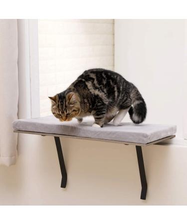 Sweetgo Cat Window Perch-Mounted Shelf Bed for cat-Funny Sleep DIY Kitty Sill Window Perch- Washable Foam Cat Seat Grey