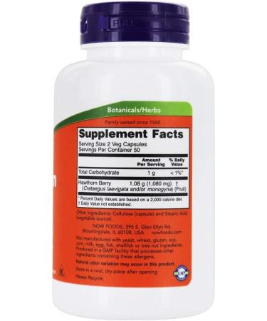 NOW Hawthorn Berry 540mg Veg Capsules - 100 Count (Pack of 4) | Heart Health Support - Buy Online on GoSupps.com
