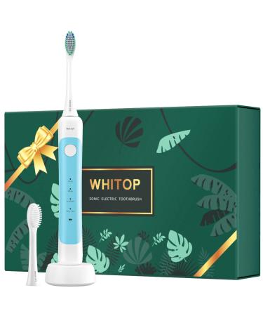 WHITOP CD-11 Adults Sonic Electric Toothbrush for Men and Women Rechargeable Electronic Ultrasonic Tooth Brush with Wireless Charging  4 Modes  Pressure Sensor  Smart Timer  Once Charge for 100 Days Blue
