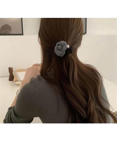 Hair Band Rope Camellia Flower Ponytail Holder Scrunchie Hairband Accessories Flower Elastics Hair Ties Stretchy Rubber Hairband Slim Headband Scrunchies Ponytail Holder Ring Loop for Women Girl - Buy Online on GoSupps.com