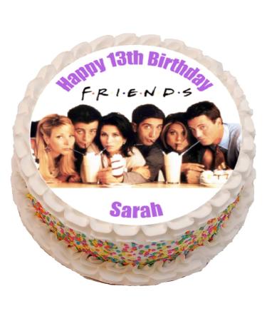 Friends Themed Personalised PRE-CUT Cake Topper 8 Inch Round Edible Icing Sheet Birthday Decoration