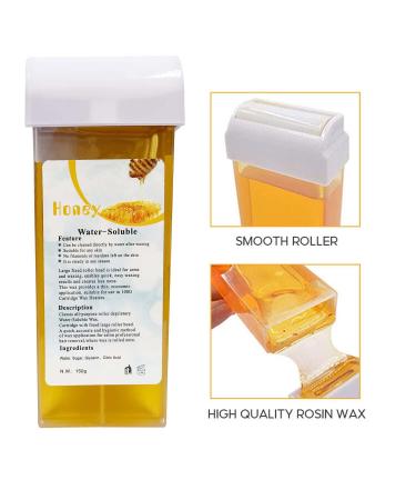 2 Honey Wax Cartridges & 100 Paper Strips | Gentle Hair Removal & Depilation | Soft Warm Wax Rollers - 100 ml - Buy Online on GoSupps.com