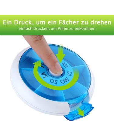 OPRET 2-Piece Weekly Pill Organizer | Travel-Friendly 7-Day Medication Box | Compact 9x9cm Small Tablet Holder in Blue & Black - Perfect for International Shipping - Buy Online on GoSupps.com