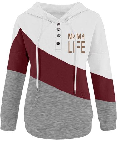 Hemlock Women Color Block Mama Life Print Hoodie - Red, 3X-Large - Buy Online on GoSupps.com