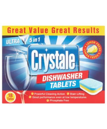 Crystale Lemon Fresh Dishwasher Tablets 18 x 18g x Case of 7 Lemon Dishwasher Tablets