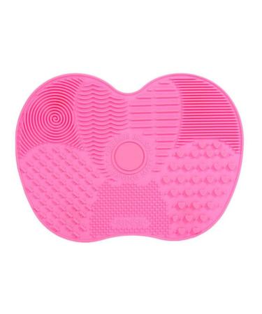 Brilaris Makeup Brush Cleaner Mat Make Up Cleaning Mat Silicone Brush Cleaner Pad Portable Drying Washing Tool Scrubber with Suction Cup Small Size Pink