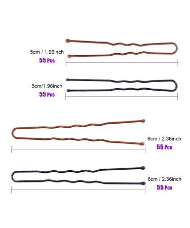 SWPEET 220-Piece U-Shaped Hair Needle Set for Kids & Girls - 5cm & 6cm Shaft Shape Hair Clips with Storage Box - Brown & Black - Buy Online on GoSupps.com