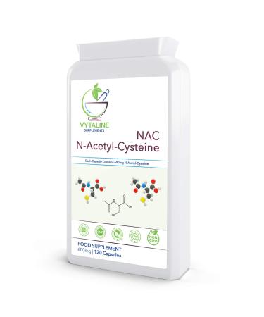 NAC N-Acetyl Cysteine 600mg Supplement High Dose NAC Vitamin Liver Support Amino Acid Supplement | 120 Capsules | Vegan Friendly NAC Supplement Stable Form of L-Cysteine | Made in UK by VYTALINE