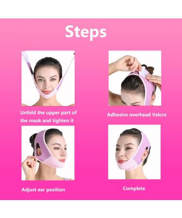 V-Shaped Face Mask Double Chin Reducer | Anti-Wrinkle Face Lifting Belt (Pink Purple) - Buy Online on GoSupps.com