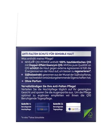 Nivea Q10 Anti-Wrinkle Night Care Cream (2 Pack) - Moisturizing Night Cream with Pure Q10 & Suitian Extract for Sensitive Skin - 50 ml Each - International Shipping Available - Buy Online on GoSupps.com