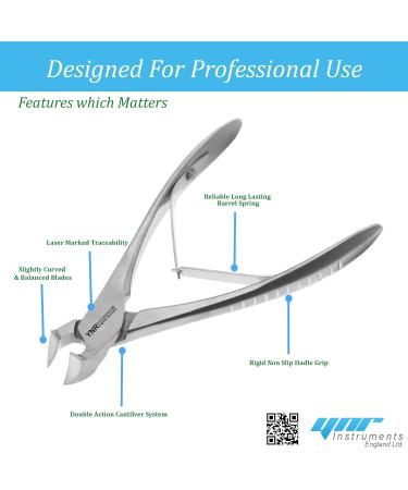 Toenail Clippers by YNR Instruments England Podiatry Tool German Forged Cantilever Head Cutter Nail Nippers to Cut Thick Toe Nails - Hospital Grade - 13cm - Spring - Buy Online on GoSupps.com