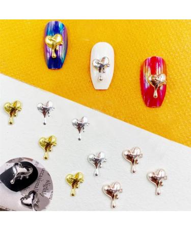 20pcs 3D Alloy Heart Nail Charms - Droplets Lava Heart Shape Art Charms for Nails - Punk Chrome Charms - Irregular Molten Love Metal Jewelry & Accessories - Buy Online on GoSupps.com