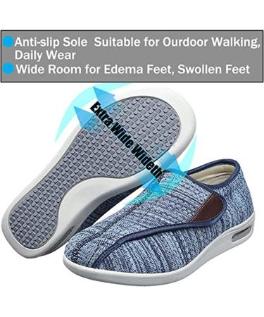 Men's Wide Width Adjustable Comfort Shoes for Diabetic Edema and Plantar Fasciitis - Blue - Size 9 - Buy Online on GoSupps.com