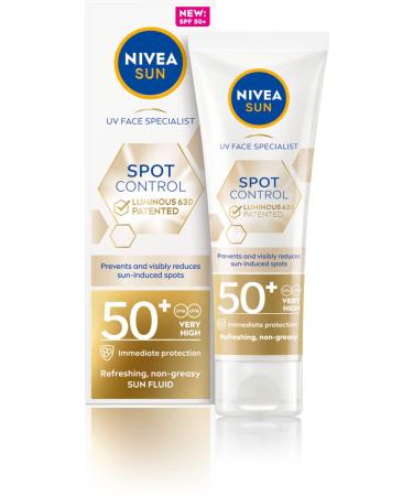NIVEA Sun UV Face Specialist Dark Spot Control Sun Fluid SPF 50+ (40ml) Protects Against Sun-Induced Dark Spots with Nivea Luminous 630 Hyaluronic Acid and Vitamin E SPF50+ Cream