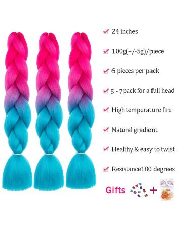 Buy Kanekalon Ombre Jumbo Braiding Hair Extensions - 24 Inch (Pack of 6) - 61 cm Synthetic Braiding Hair for Stunning Styles - Buy Online on GoSupps.com