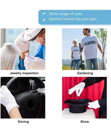 3 Pairs Moisturizing Gloves 100% Cotton Over Night Bedtime White Cosmetic Inspection Premium Quality Eczema for Dry Sensitive Irritated Skin Spa Therapy Secure - Buy Online on GoSupps.com