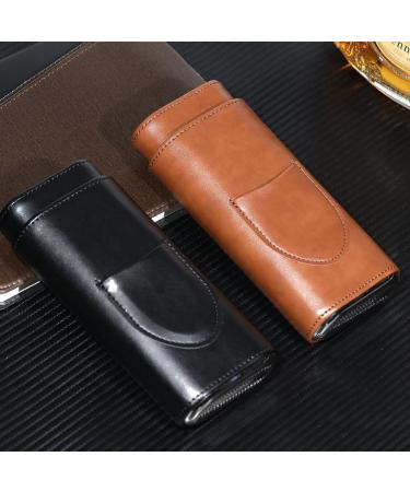 kzxbty Cigar Case Three-Finger Portable Cigar Humidor PU Leather Case Box Brown - Buy Online on GoSupps.com