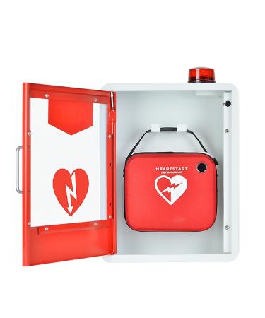 Qianmei AED cabinet hospital-AED cabinet wall-mounted first aid-aed defibrillator storage cabinet 1.2 mm steel transparent window for home office hospital public places