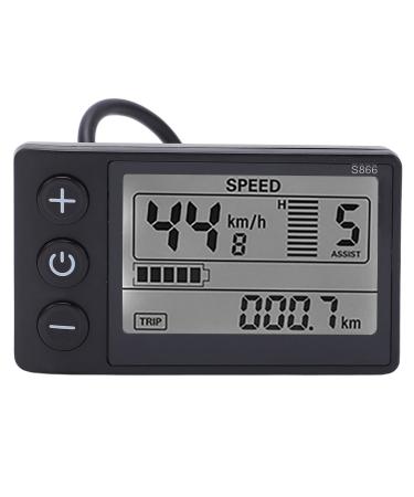 Alomejor S866 LCD Display, 24V 36V 48V Large Screen LCD Display with Waterproof Plug for Electric Bicycle
