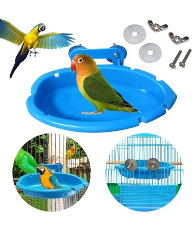 Bird Bath Tub Bowl Basin Hanging Birdbath Toy Pet Parrot Cage Budgie Accessories Shower Parakeet Cockatiel Water Shower Box Food Feeder Holder Tray