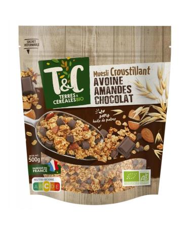 D lice Bio: Muesli Croustillant Avoine Amandes Chocolat 500g - Terres et C r ales | Doux et Sain | Id al pour vos Petits D jeuners Gourmand - Le Lot De 3