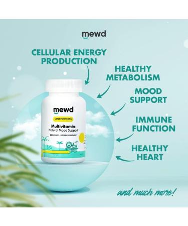 MEWD Teen and Kids Daily Multivitamin Gummy | Natural Mood Enhancer | Vegan Immune System Booster with Iron Zinc | Gluten Free-Focus Vitamin for Kids | Brain Health | Made in USA - Buy Online on GoSupps.com