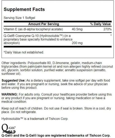 Swanson Q-Gel Mega 200 - 200mg | 30 Softgels (3 Pack) | Premium CoQ10 for Heart Health International Shipping Available - Buy Online on GoSupps.com