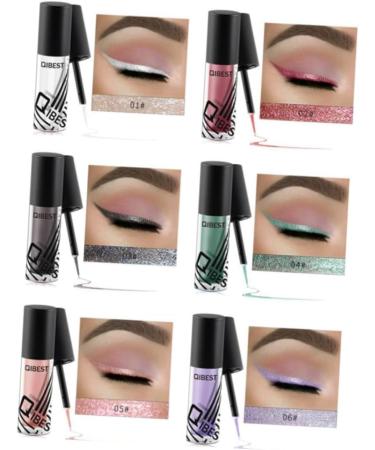 FOMIYES 6pcs Glitter Eye Shadow Sparkling Liquid Eyeliner Shiny Eyeshadow Flash Liquid Eyeshadow - Buy Online on GoSupps.com