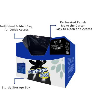 Packpact 40-Gallon Heavy-Duty Black Trash Bags (100-Count) - Extra Strong 35x47 Inch Garbage Bags for Home Kitchen Restaurant & Office Use - Multipurpose Waste Bin Liners - Buy Online on GoSupps.com