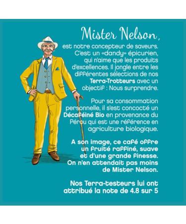 TERRAMOKA 60 Organic Decaffeinated Capsules of Excellence 100% Pure Arabica from Peru - Compatible with Nespresso Capsule Machines - Original and Elegant - Zero Waste - Mister Nelson - Roasted in France - Buy Online on GoSupps.com