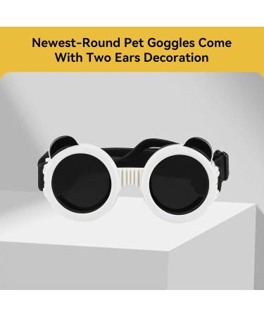 Namsan Dog Glasses for Small Dogs - UV Protected Round Frame Sunglasses for Wind Protection - White - Buy Online on GoSupps.com