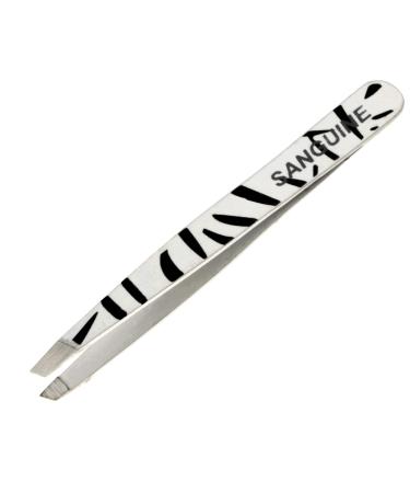 Beautimaxx 3.5-inch White Zebra Slant Tip Eyebrow Tweezer