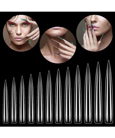 XXXL Clear Stiletto Nail Tips - Rosy Finch | 120Pcs Extra Long Full Straight Acrylic Nail Tips - Buy Online on GoSupps.com