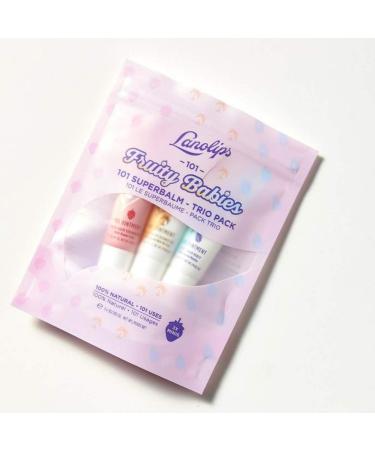 Lanolips 101 Fruity Babies Trio - Strawberry, Minty, Coconutter Balms (Set of 3) | Lanolin for Dry Lips & Skin | Clean & Cruelty-Free - 3g each - Buy Online on GoSupps.com