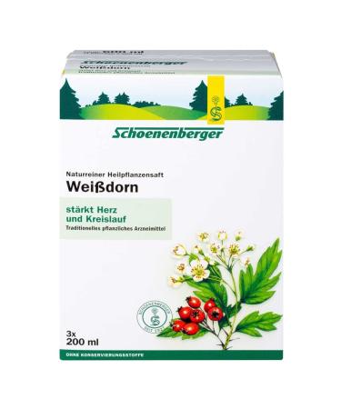 Schoenenberger Hawthorn Juice - Organic Medicinal Plant Juice 3x200 ml | International Shipping Available - Buy Online on GoSupps.com