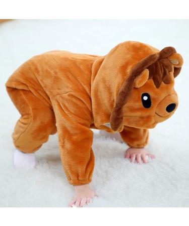COOKY.D Unisex Winter Animal Hooded Baby Romper | 3-6 Months | Brown - Buy Online on GoSupps.com
