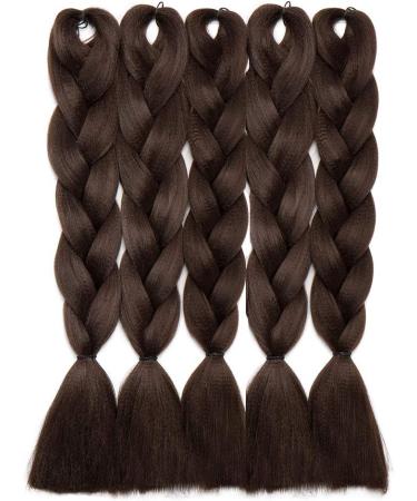 Jumbo Braiding Hair Extensions Colorful Synthetic Hair for DIY Crochet Box Braids Ombre 1Pc 24inch Dark Brown - Buy Online on GoSupps.com