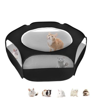 XIRGS Small Animal Playpen, Waterproof Small Pet Cage Tent Portable Outdoor Exercise Yard Fence with Top Cover Anti Escape Yard Fence for Kitten/Cat/Rabbits/Bunny/Hamster/Guinea Pig/Chinchillas