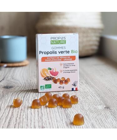 Organic Green Propolis Gums - EPP & Orange - 45g - Sore Throat - Certified Organic - Made in France - Organic Orange Essential Oil - PROPOS'NATURE - Buy Online on GoSupps.com