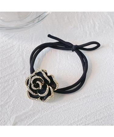 Rhinestone Camellia Flower Hair Ties Rope Flower Holders Hair Scrunchies for Thick and Thin Hair Girl Head Thick Ring Bow Accessories for Women - Buy Online on GoSupps.com