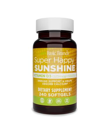 Basic Brands Super Happy Sunshine Vitamin D3 5000IU 240-count (Pack of 1) 240 Count (Pack of 1)
