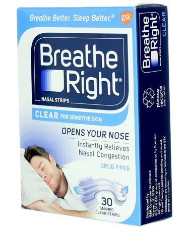Breathe Right Nasal Strips Clear SM/MED 30 ct - Nasal Congestion Relief - Buy Online on GoSupps.com